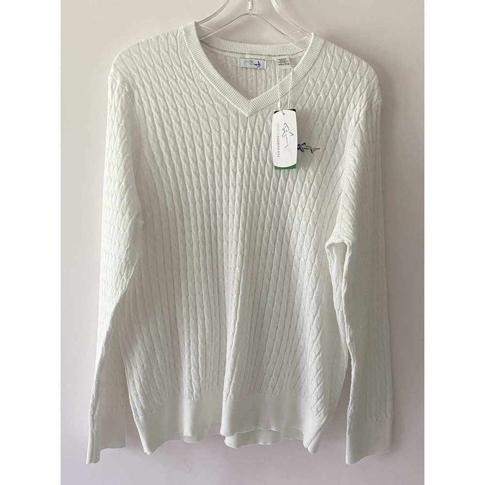 Greg Norman Womens V-Neck Golf Sweater Size XXL White Thermolite Golf Preppy NWT